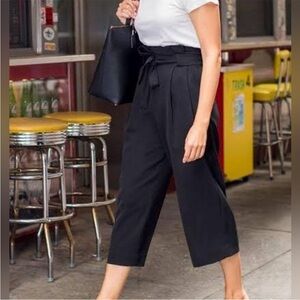 COS high waist paper bag cropped pant culotte with tie belt sz 8 medium